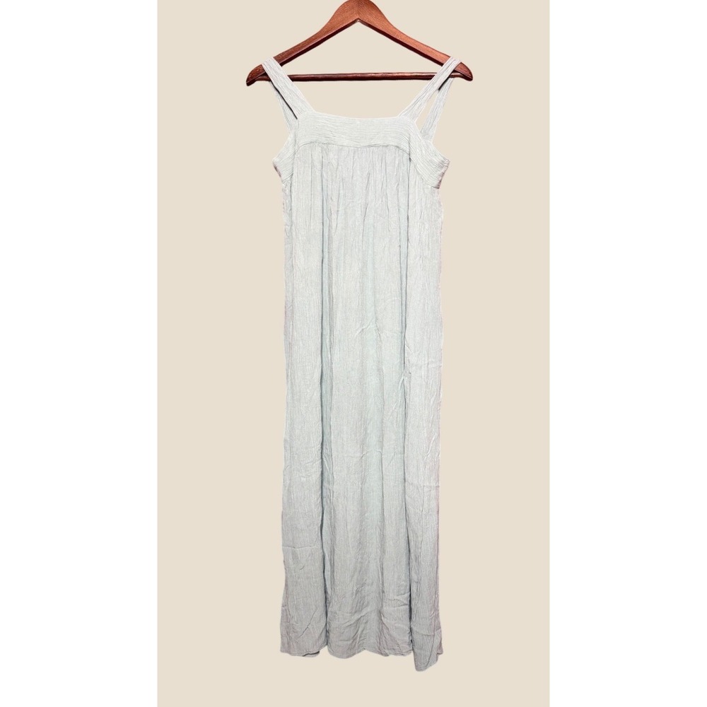 Lilyful Maxi Dress Women Small Sage Green Excellent Tie Back Crinkle Gauze D5756
